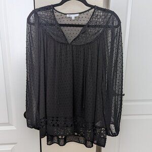 DR2 Sheer Lace Black Blouse - L